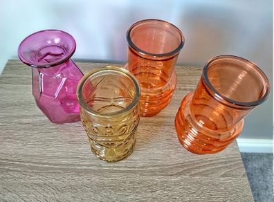 Set of x4 Coloured Glassware/ Vases