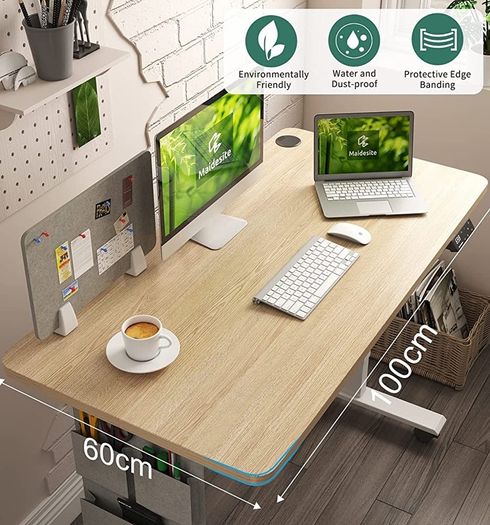 Electric Standing Desk Height Adjustable Standing Desk Sit Stand Desk Stand Up Desk with Headphone Hook 100x60cm Desktop for Home (FREE SHIPPING)