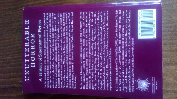 Book Unutterable Horror S. T. Joshi Lovecraft Machen James Blackwood