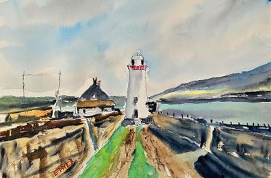 lighthouse ballyglass  belmullet watercolour
