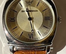 Mens Emporio Armani Classic Cushion-Case Quartz Watch new battery fitted like new