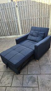 Armchair Sofa Bed, Grey Fabric