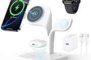 3 in 1 Wireless Charging Station for Apple Devices, MagSafe Wireless Charger Magnetic Charging for iPhone 17/Air/16/15/14/13/12 Series, AirPods Pro 4/3/2,Apple Watch Series/Ultra (with 20W PD Charger)