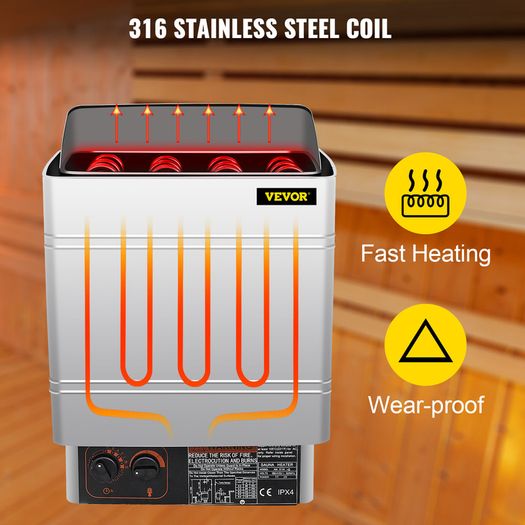 9 KW Electric Sauna Heater Stove Internal Controller Overheating Protection Spa Sauna Room Steam Generator