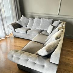 Grey corner sofa couch set