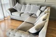 Grey corner sofa L shaped couch set furniture