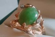 Jade &amp; diamond 14 ct gold