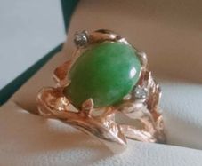 Jade & diamond 14 ct gold