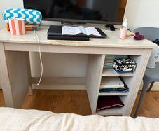 White Vintage Desk with Shelving Unit
