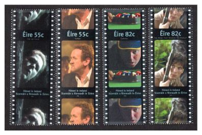 2008 Ireland Filmed in Ireland Commemorative Stamp Mint Never Hinged (MNH). Stamps depict 55c Brid Ni Neachtain, Colm Meaney, 82c Pat Shortt & Cilian Murphy.