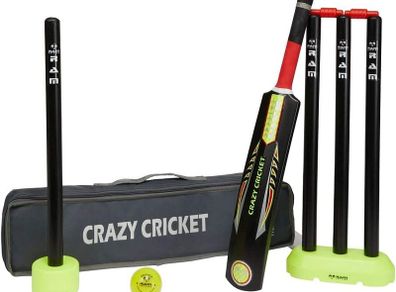 Crazy Cricket Set | Mini Kids Set | 1 x Size 2 Bat | Kwik Cricket Style Set for the Backyard, Beach or Park | Suitable for approximate ages 5-9 years