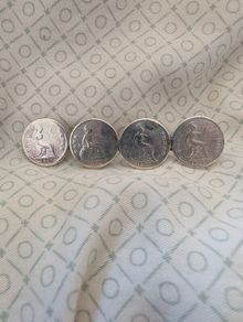 Four x British coins broach
