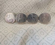 Four x British coins broach
