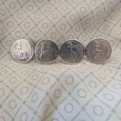 Four x British coins broach