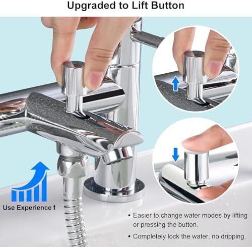 Bath Mixer Taps with Shower Attachment Bathroom Tub Filler Tap Dual Lever Mixers Mono Monobloc Two Holes Chrome Brass 2 in 1