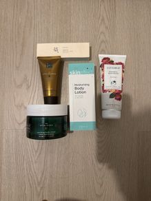 Body cream soap and sun cream