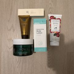 Body cream soap and sun cream