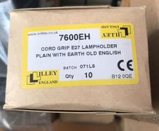 10x Lilley E27 Smooth Edge Brass Lamp Holder with Cord Grip