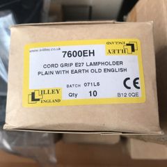 10x Lilley E27 Smooth Edge Brass Lamp Holder with Cord Grip