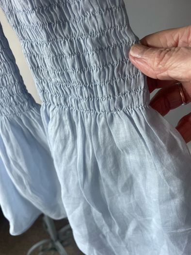 top zara light blue off shoulder top medium
