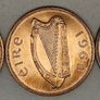 Ireland 1968 1d Penny Lot x3 Beautiful Uncirculated Red Lustrous Image 2