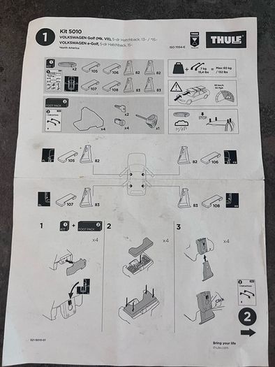 Thule VW Golf clamp kit 5010