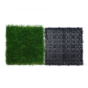 Artifical Grass Tiles Interlocking Turf Deck Set, 18 Pack 305x305mm, Synthetic Fake Grass Self-draining Mat Flooring Decor Pad, Perfect For Multi-Purpose