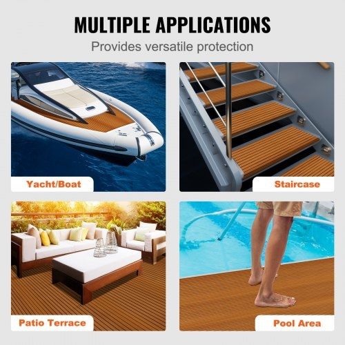 EVA Foam Boat Decking 240 x 116.8 cm, Non-Slip Self-Adhesive Flooring, 2.8 m Marine Carpet for Boats, Yacht, Pontoon, Kayak Decking