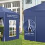2 x 2 m Garden Pop Up Gazebo, Wedding Party Tent Marquee, Water Resistant Awning Canopy with Sidewalls, Windows, Carry Bag, Blue Image 8