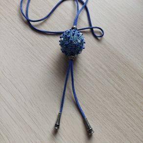 Blue Long Crochet Beaded handmade necklace