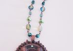 Beaded Necklace with Round Pendant