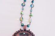 Beaded Necklace with Round Pendant