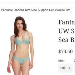 Fantasie Isabella - Underwired Side Support Bra 30FF and 2 Briefs XS - Sea Breeze Turquoise - BNWT RRP 69