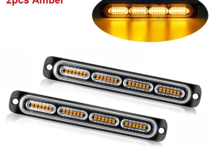 2pcs  Ultra-Slim Amber  LED Emergency Lights
