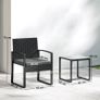 Rattan Bistro Set, 3-piece Garden Furniture Set with 2 Garden Chairs, Coffee Table, Removable Cushions Dark Gray Image 2