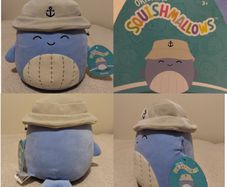 Squishmallows Samir the Blue Whale with Bucket Hat,  NEW WITH TAGS