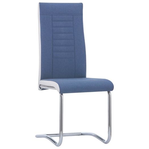 Cantilever Dining Chairs 6 pcs Blue Fabric