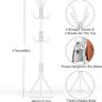 Coat Rack, Metal Coat Rack Stand with 3 Height 12 Hooks, Sturdy Freestanding Coat Rack for Clothes/Bags/Hats, Coat Stand for Home/Entryway/Office/Hallway Image 2
