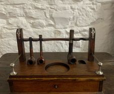 Victorian Oak Smokers Companion and pipes.