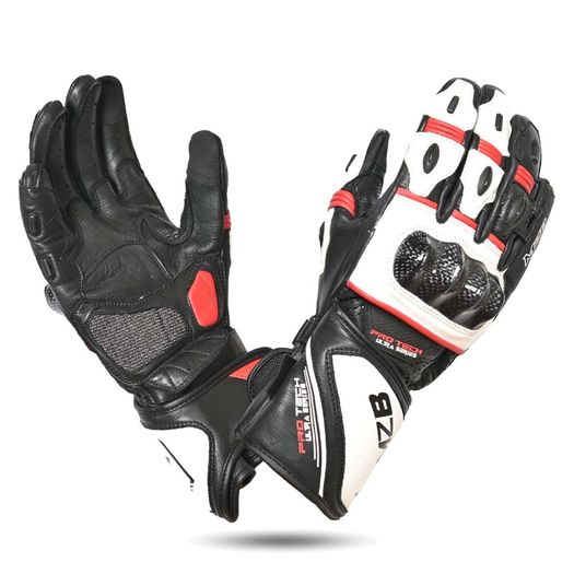 MZB RaceTech Long Motorcycle Race Cowhide Leather Gloves with Aramid Protection