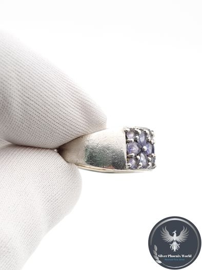 Vintage 925 Silver Amethyst Cluster Ring