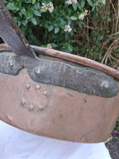 2 X Antique Mid 19th Century Large Copper Pots (Cast Iron Handles)