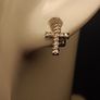 Petite White Gold Diamond set Cross stud Earrings Image 3