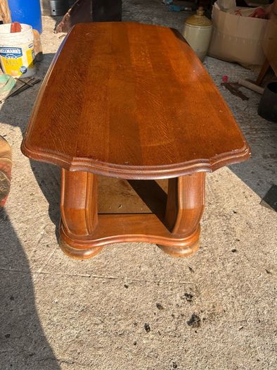 Solid maghoney 2 tier coffee table. Heavy piece