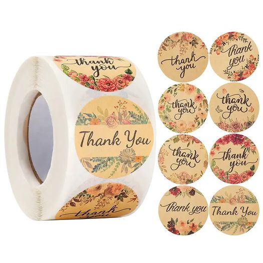 Thank You Stickers / Large / 1.5" / 60 / NEW