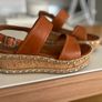 High-quality Italian leather Tan sandals with 2 " platform Image 3