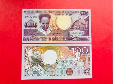 Suriname  100 Gulden. 1986. Pick 133a.  UNC