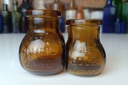 488 - Set of 2 Vintage Brown Amber Glass Cork Top Collectible Decorative Bovril Bottles