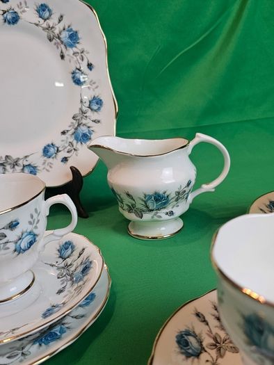 Vintage Arklow Bone China Blue Roses Tea Set | Fine Irish Porcelain with Gold Trim