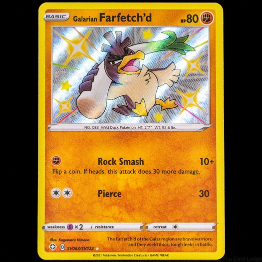 Galarian Farfetch'd SV063/SV122 Baby Shiny Vault Holo Rare Shining Fates Sword Shield Pokemon Card